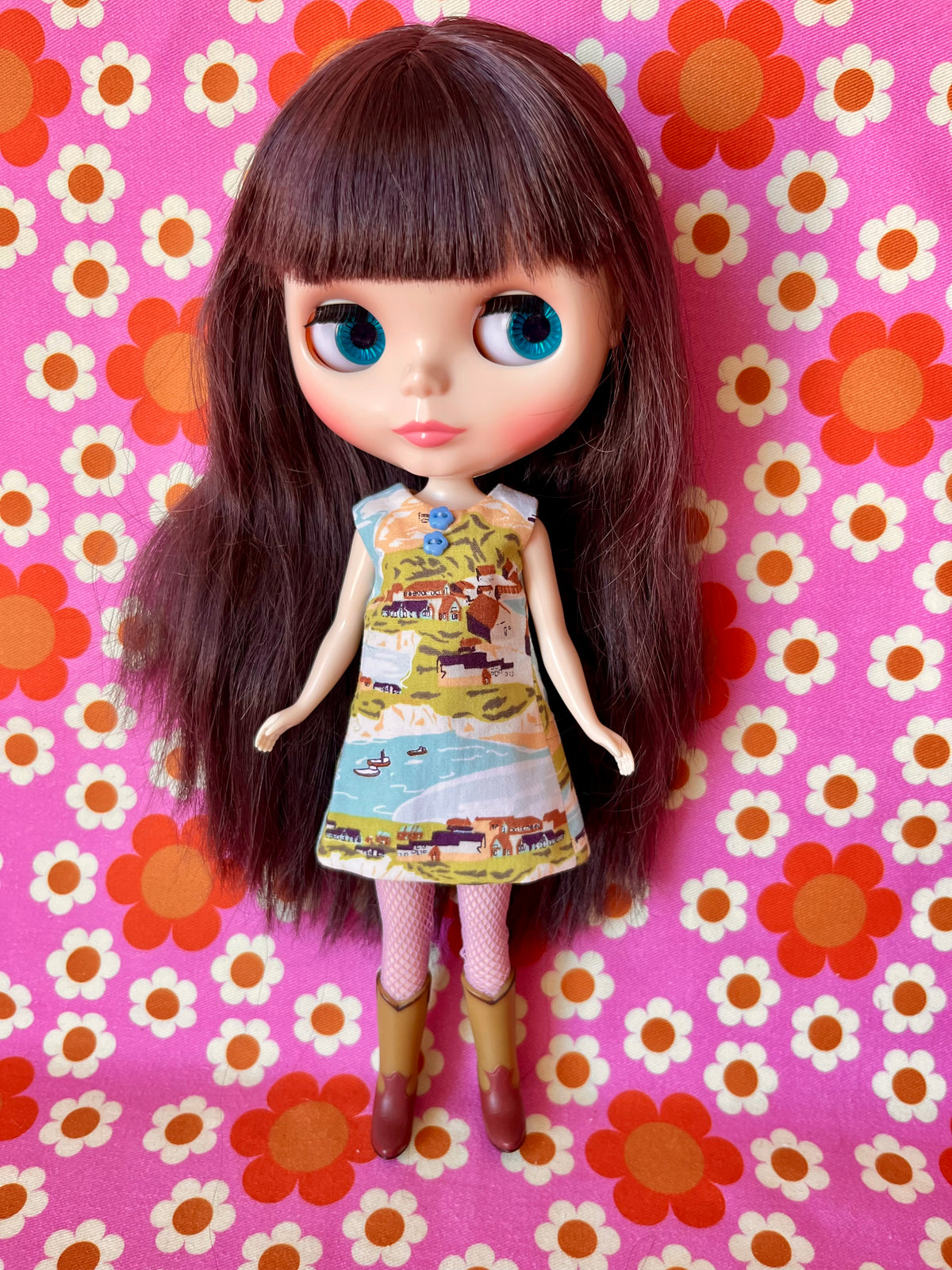 Seaside Coastal Print Mod Cilla Shift dress