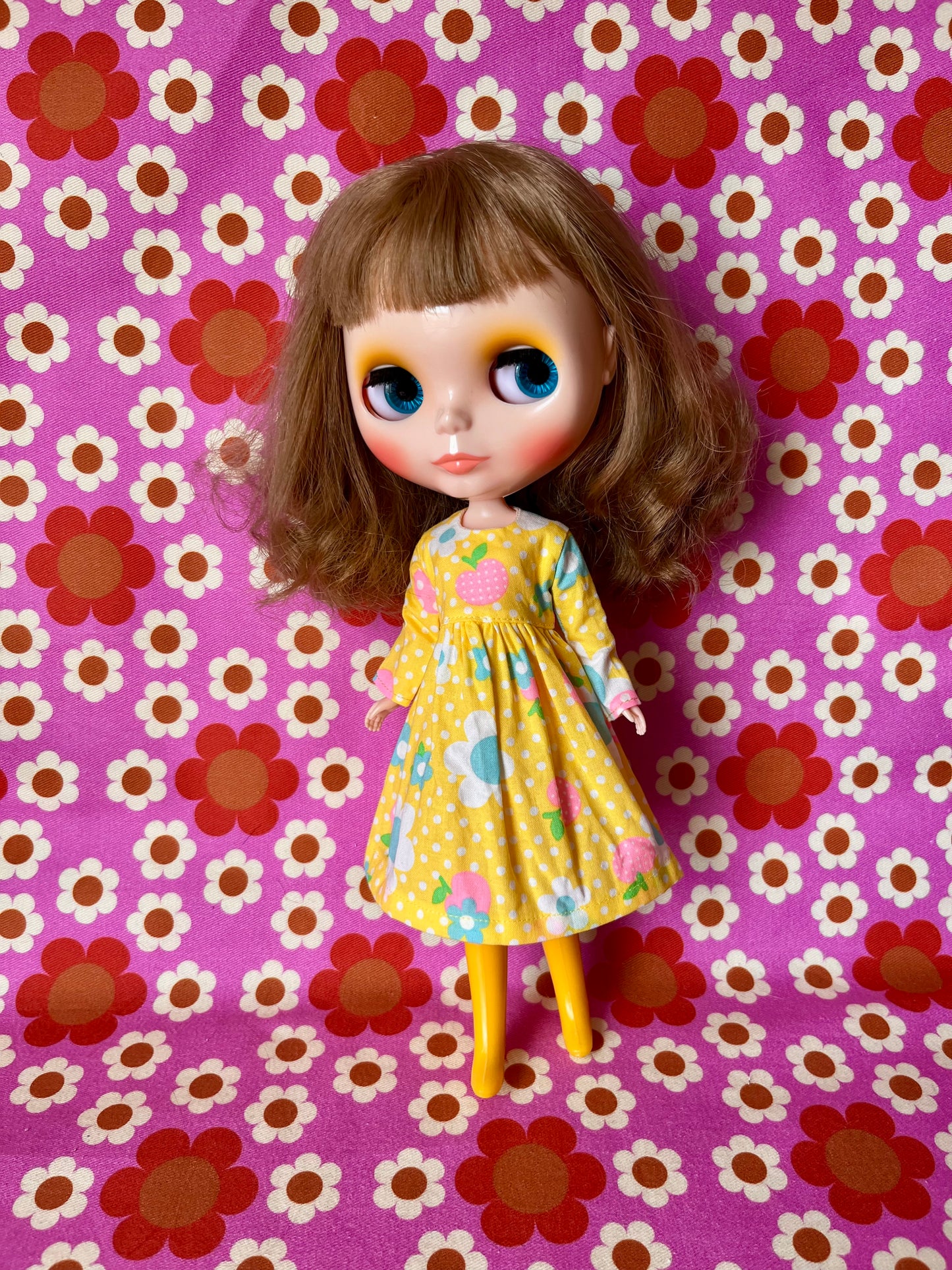 Yellow Daisy Long Sleeve Dress for Blythe Doll