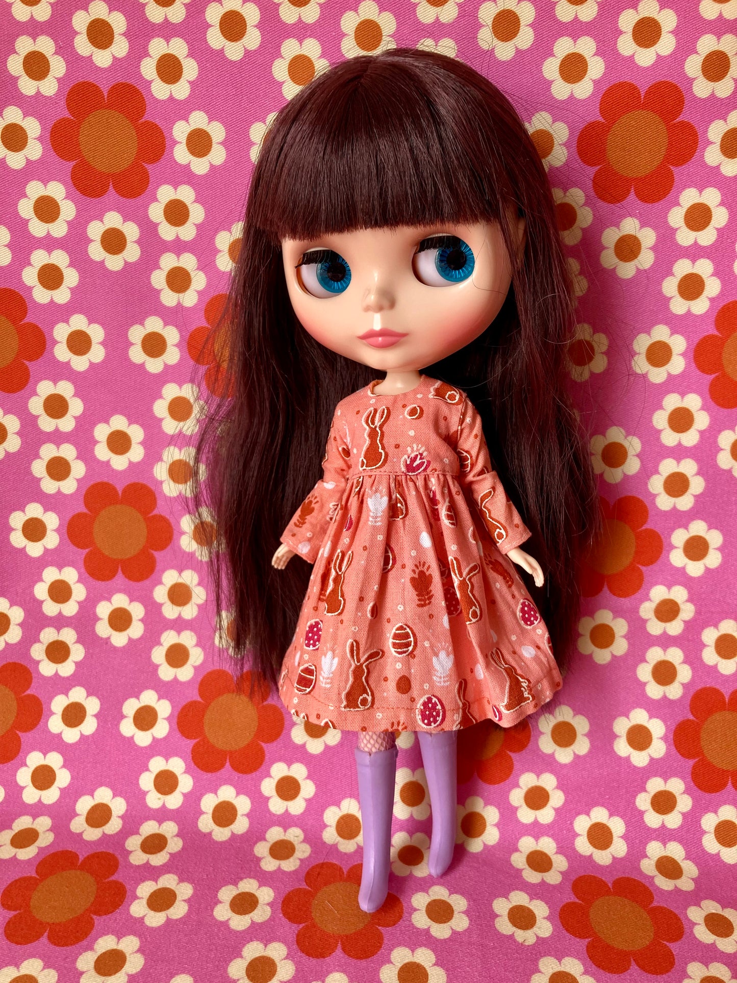 Orange Bunny Cute Print Dress for Blythe Doll