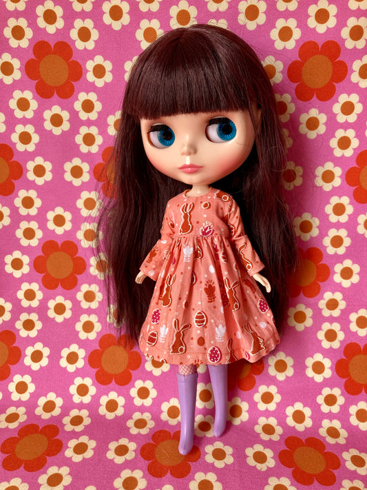 Orange Bunny Cute Print Dress for Blythe Doll