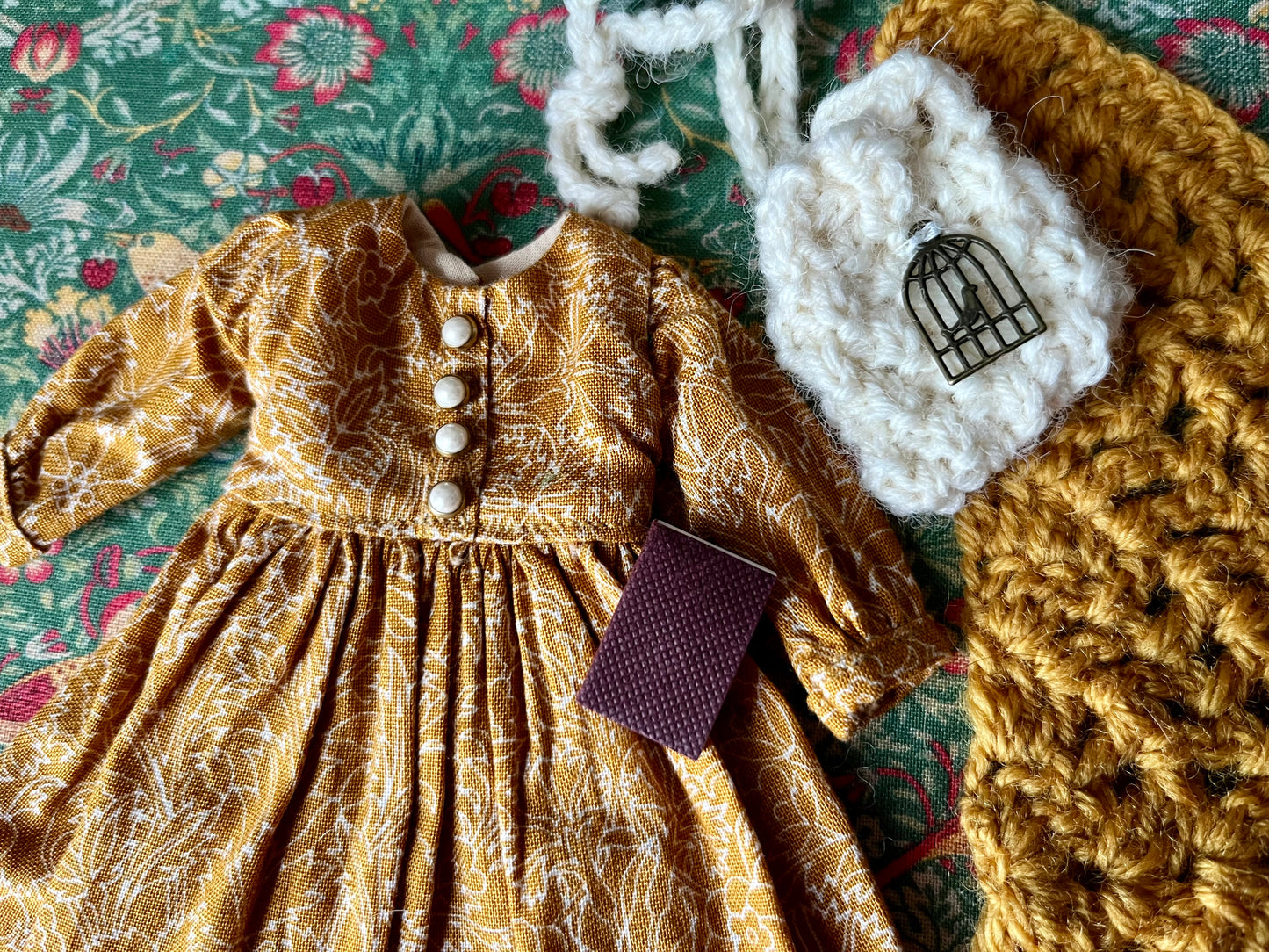 Brontë Sisters Inspired Dress with Shawl, bag & miniature book for Blythe Doll