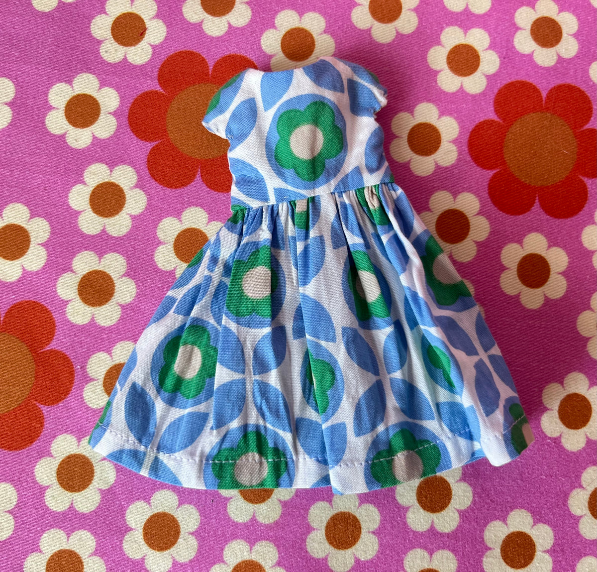 Blue Mod Summer Cap Sleeve Dress for Blythe Doll