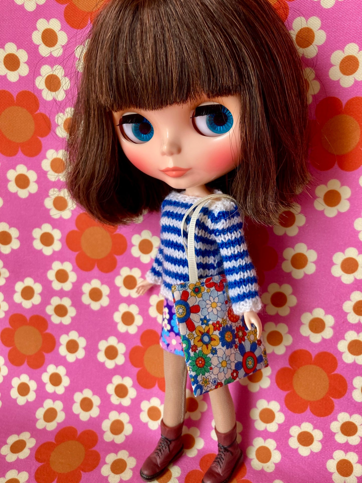 Breton Sweater, Skirt & Bag for Blythe Doll