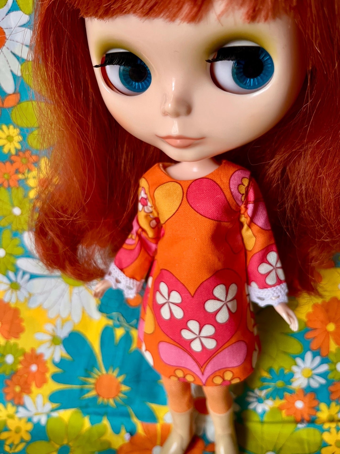 Alice Apple Mod Shift dress with sleeves OOAK