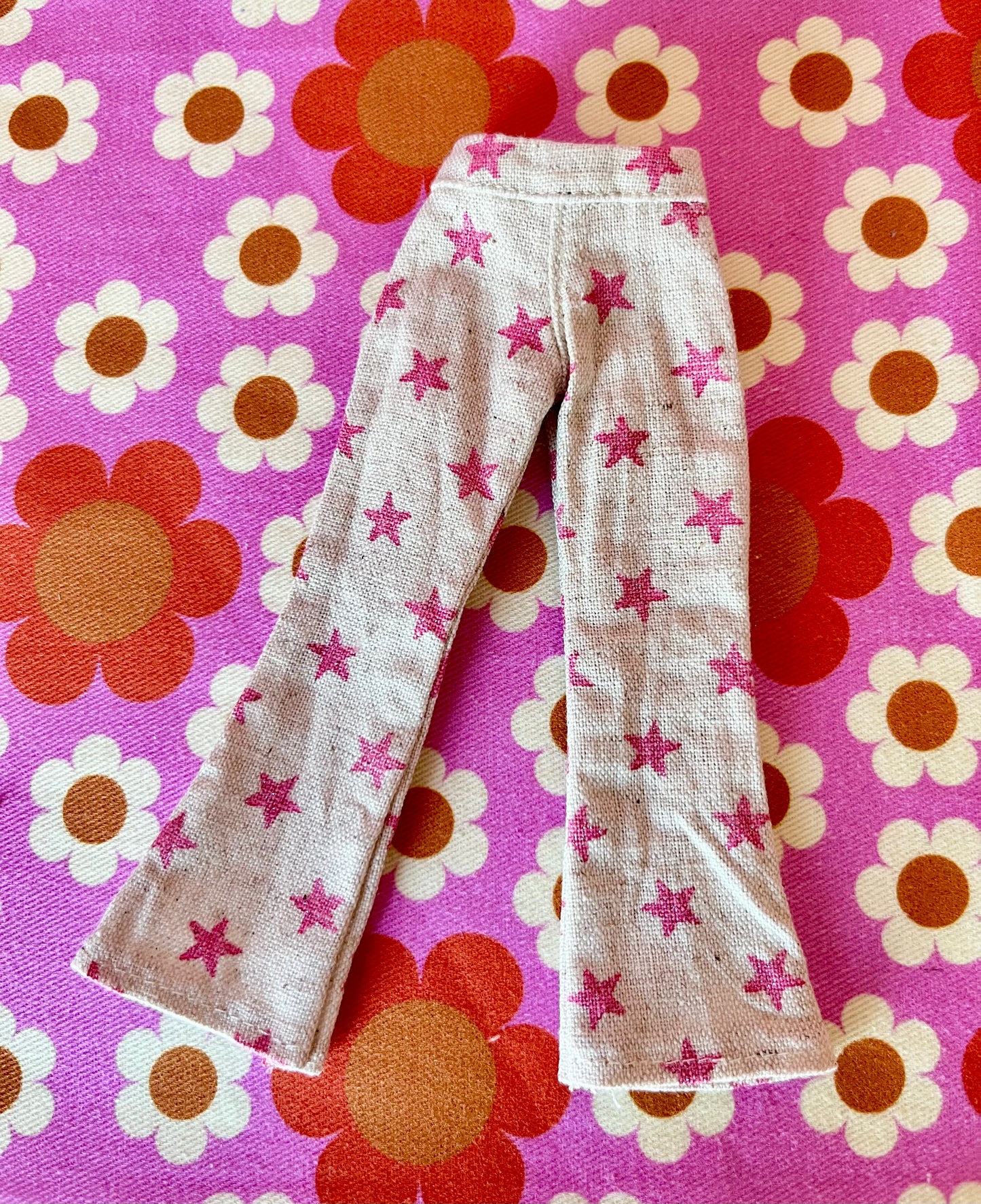 Pink Star  Flared Jeans Linen Trousers for Blythe Doll