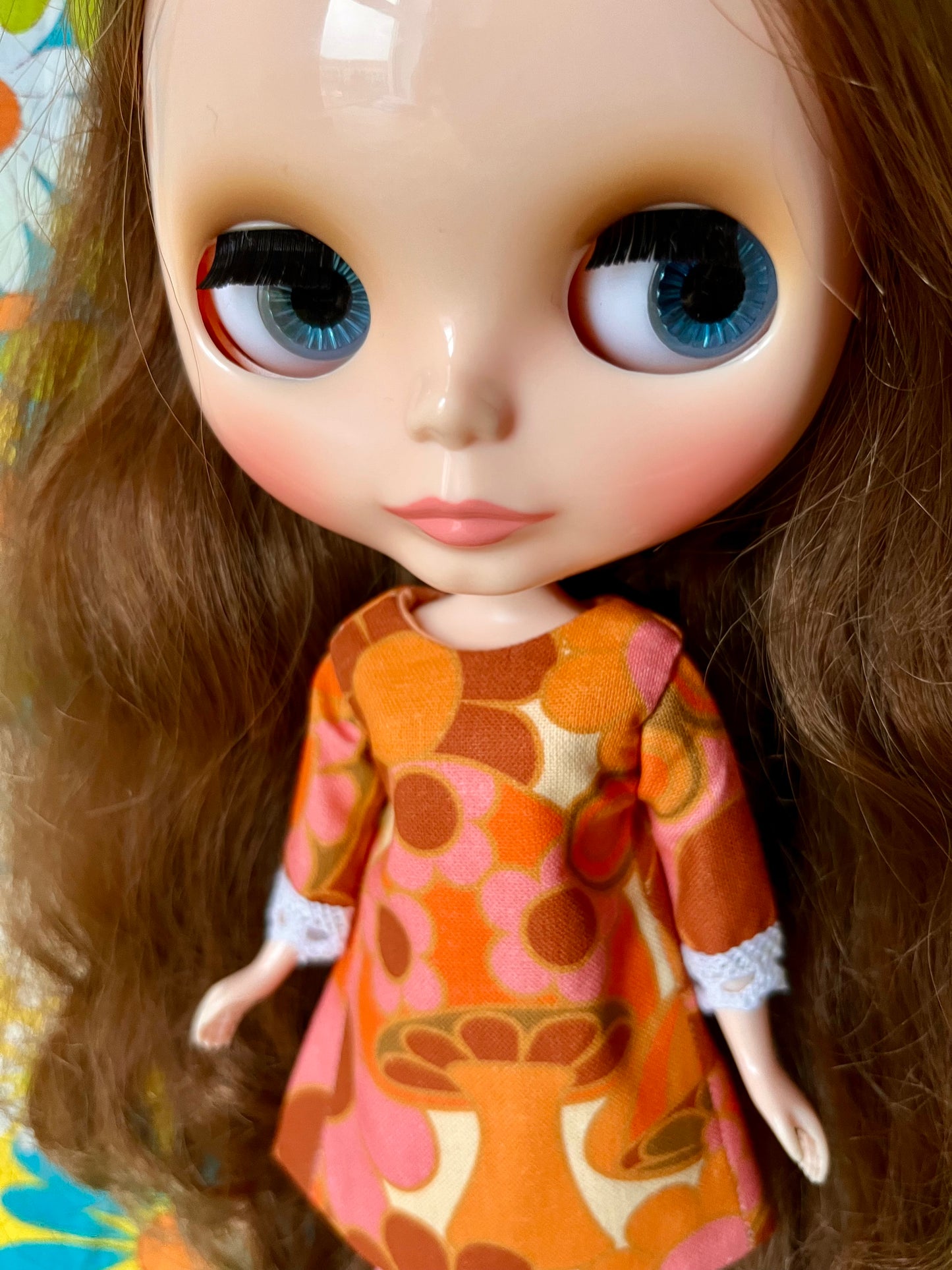 Alice Apple Mod Shift dress with sleeves OOAK