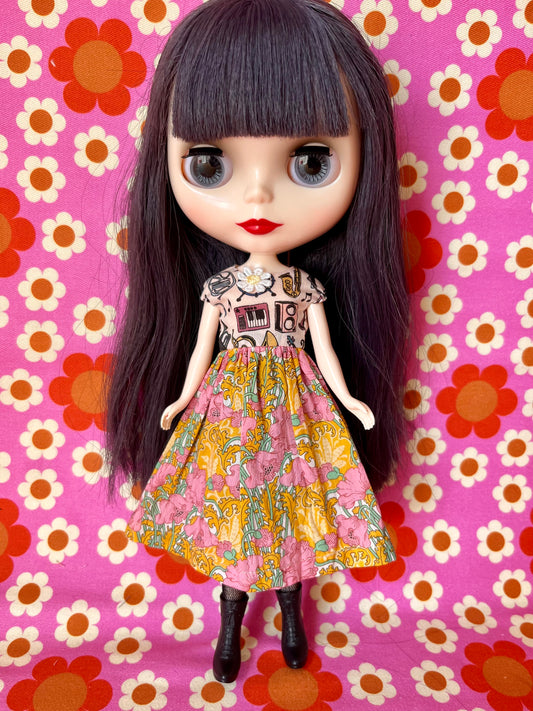 Liberty Cap Sleeve Dress for Blythe Doll