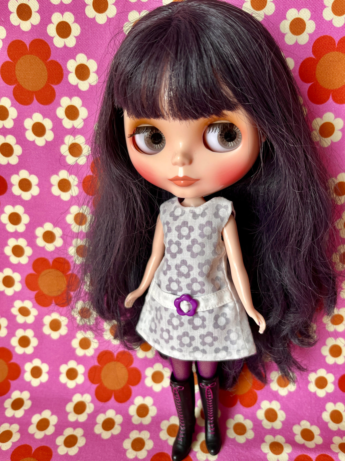 Purple Daisy Buckle Mod Cilla Shift dress