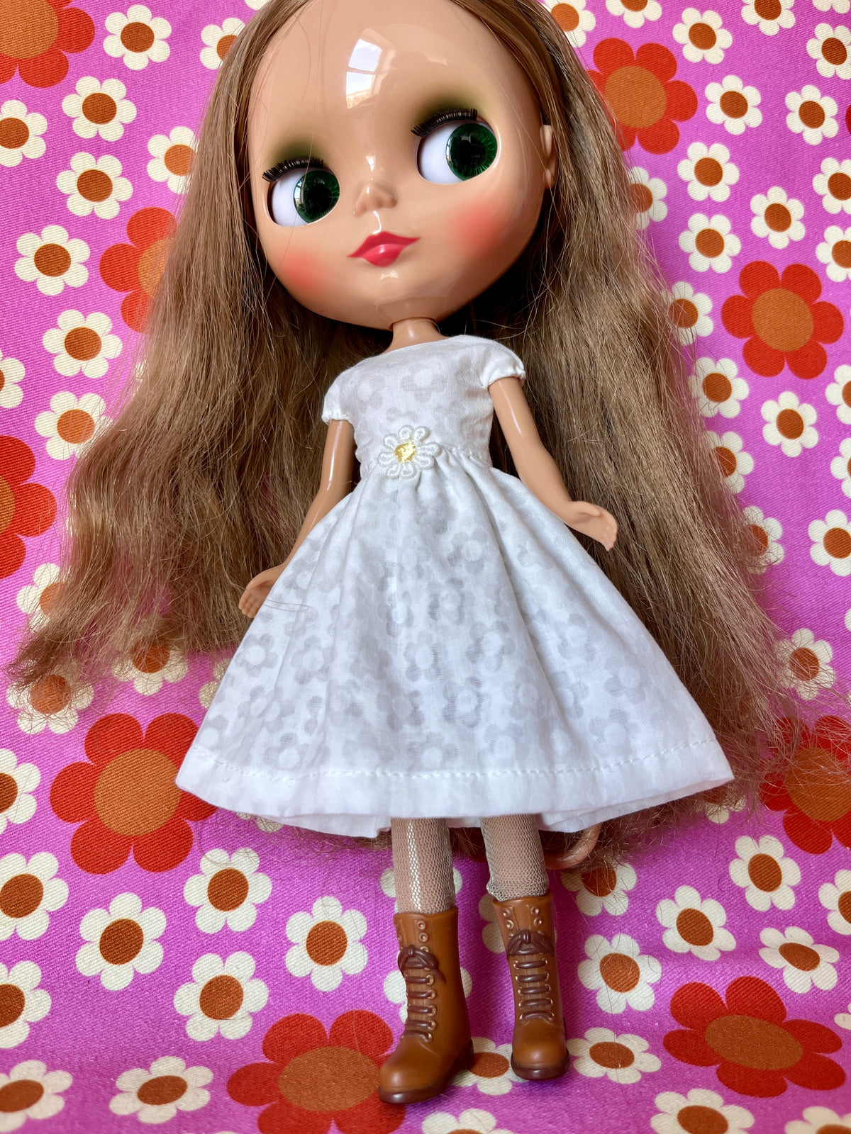 Daisy Cap Sleeve Dress for Blythe Doll (Yellow Daisy)