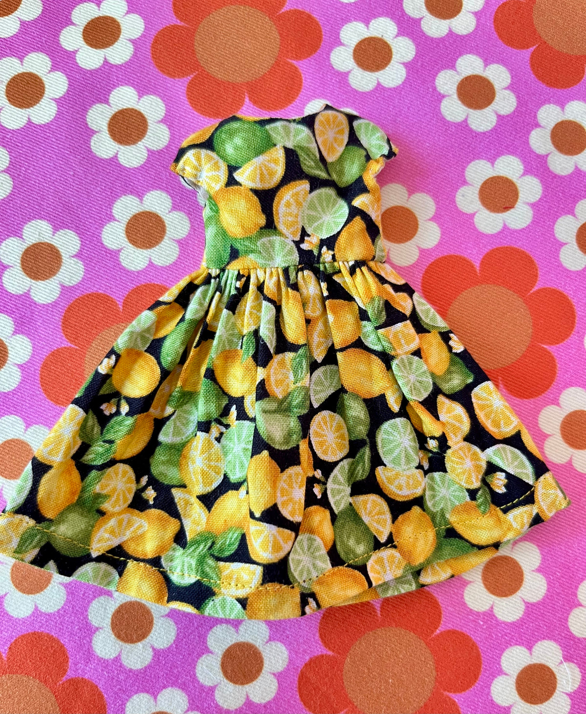 Lemons Summer Cap Sleeve Dress for Blythe Doll