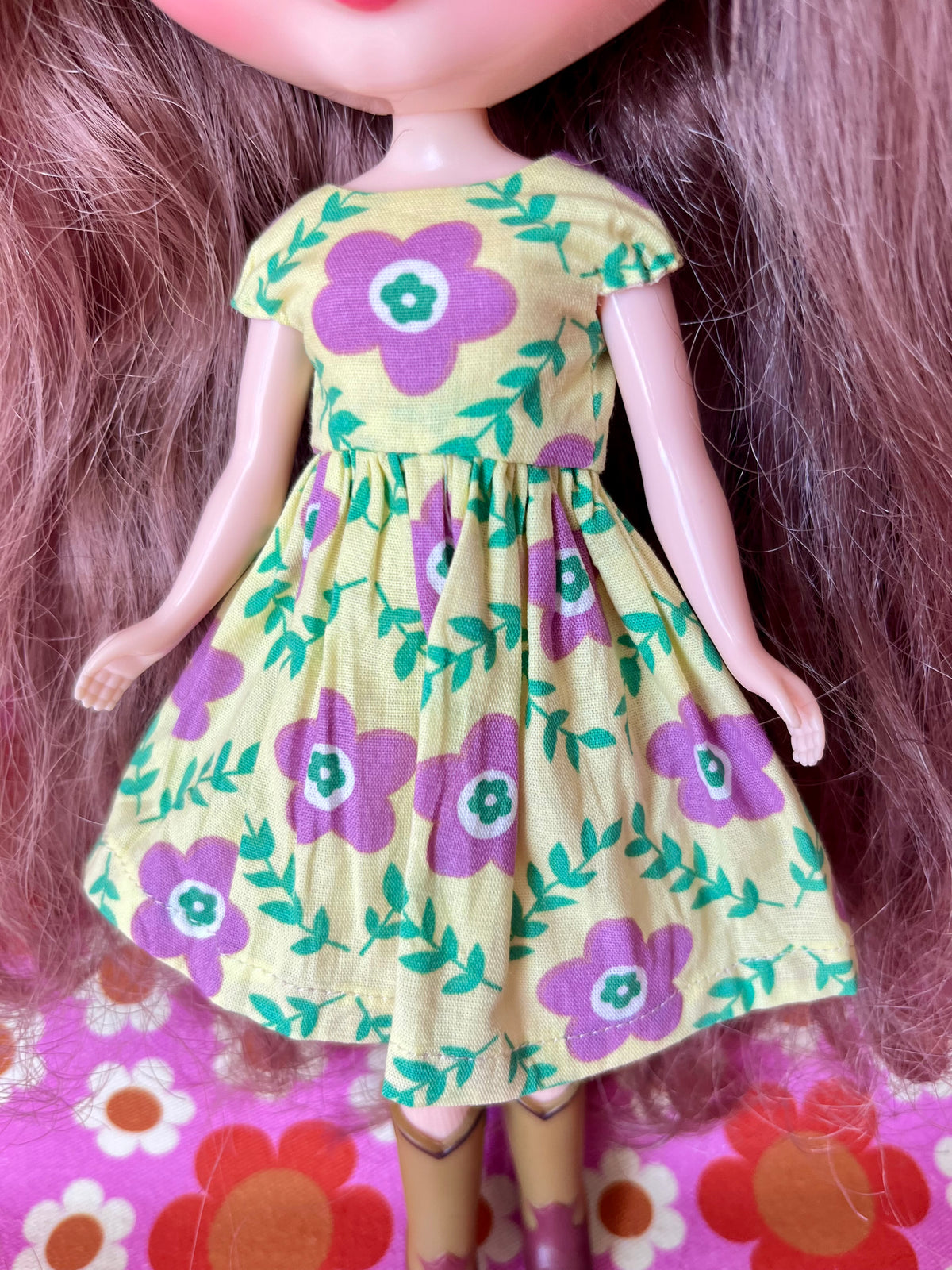Yellow Daisy Summer Cap Sleeve Dress for Blythe Doll