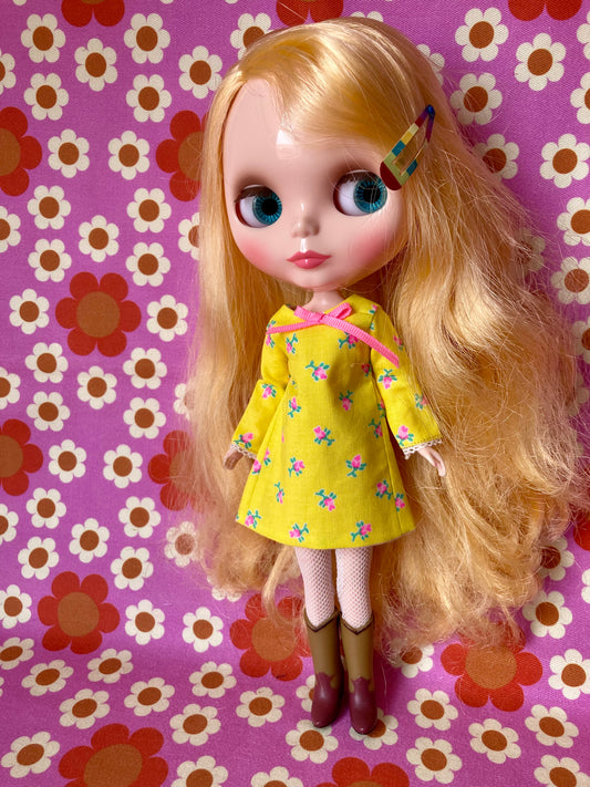 Neon Rosebud Mod Shift dress with sleeves