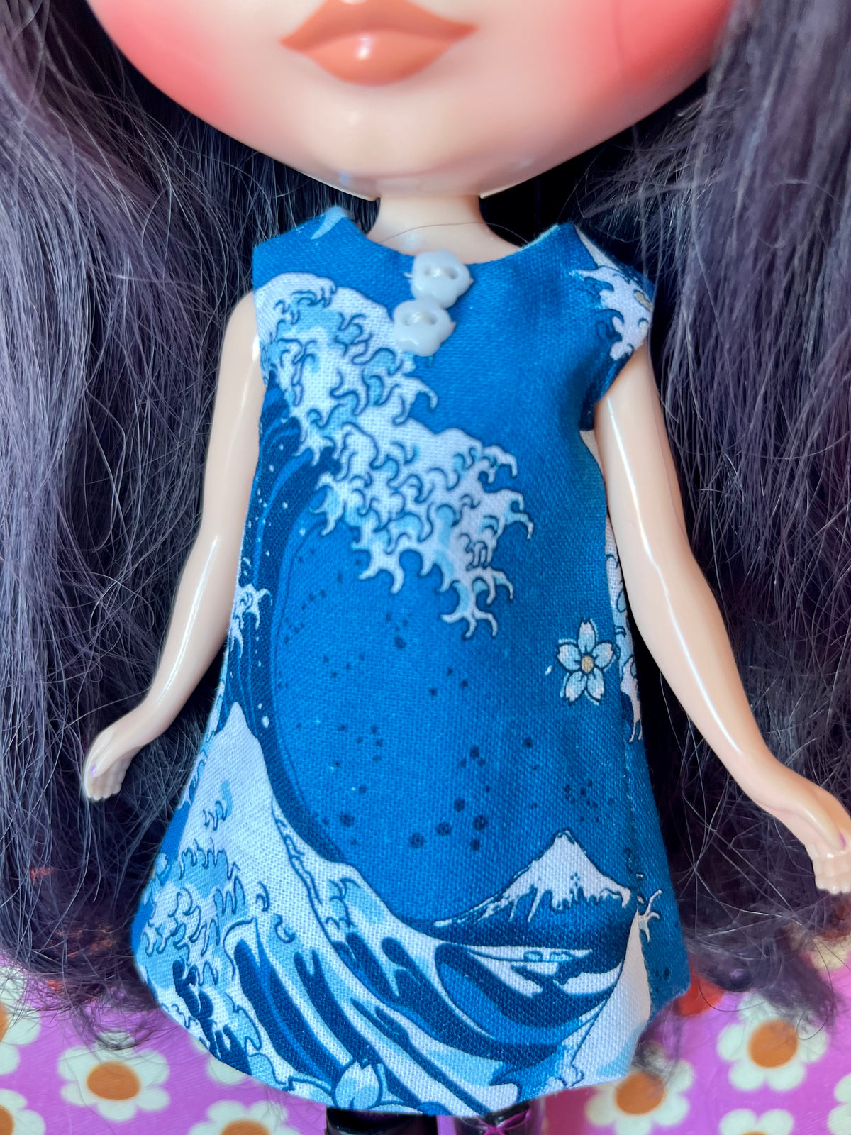 Hokusai Wave Print Mod Cilla Shift dress