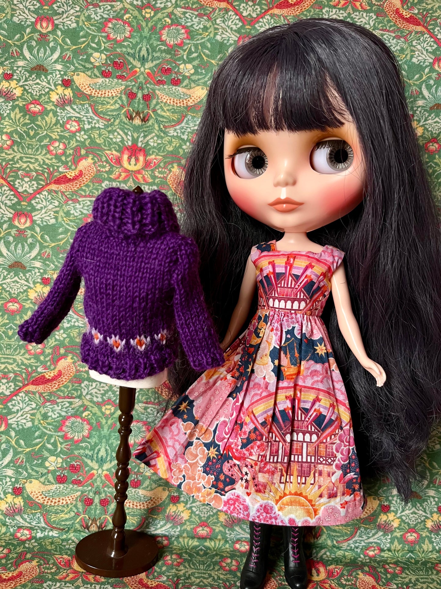 Liberty Dress & Daisy Sweater Set for Blythe Doll