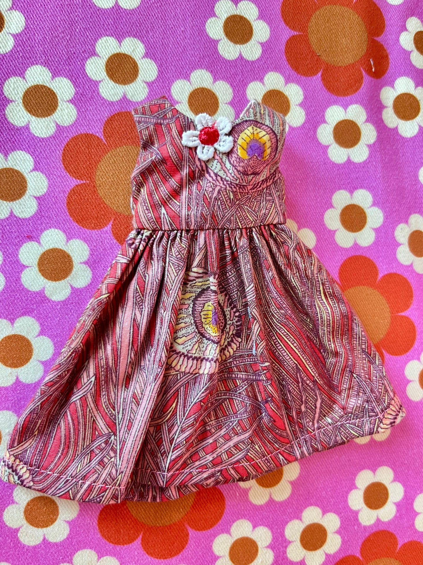 Peacock Feather Summer Simple Sleeveless Dress for Blythe