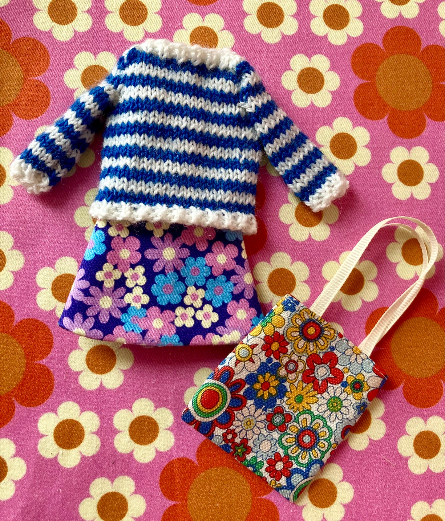 Breton Sweater, Skirt & Bag for Blythe Doll
