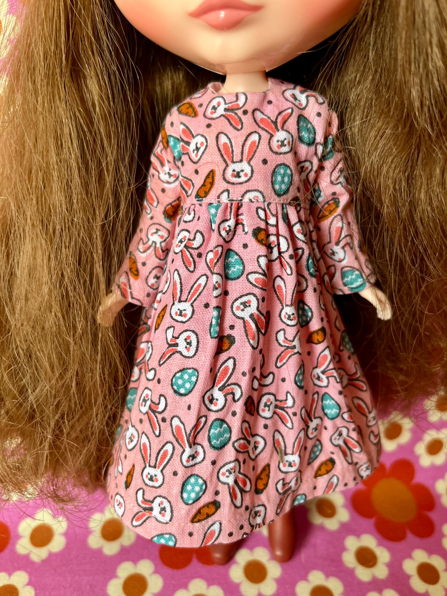Pink Bunny Cute Print Dress for Blythe Doll