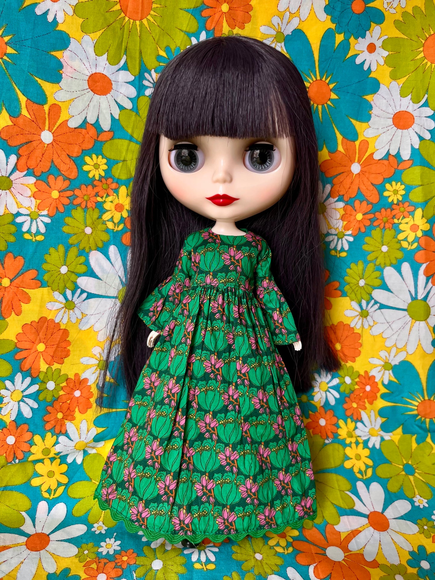 Liberty Tudor Tulip Green  Psychedelic Dress
