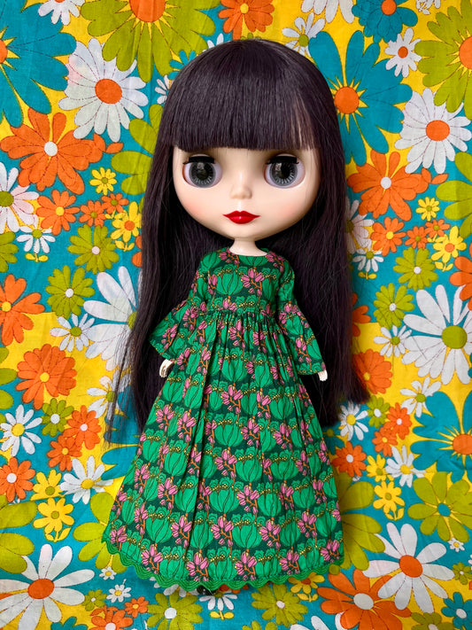 Liberty Tudor Tulip Green  Psychedelic Dress
