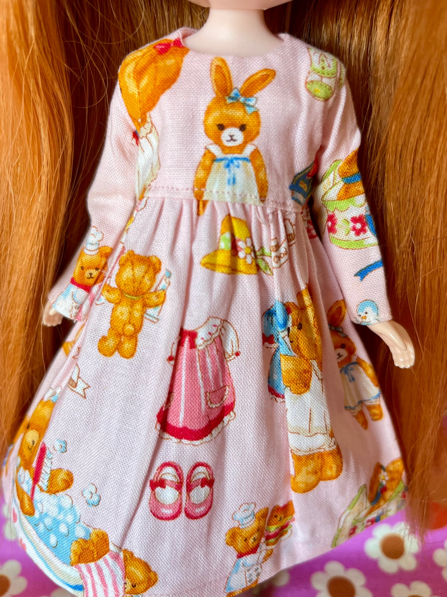 Pink Teddy Dress for Blythe Doll