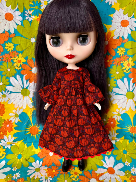 Liberty Red Tudour Tulip Psychedelic Dress