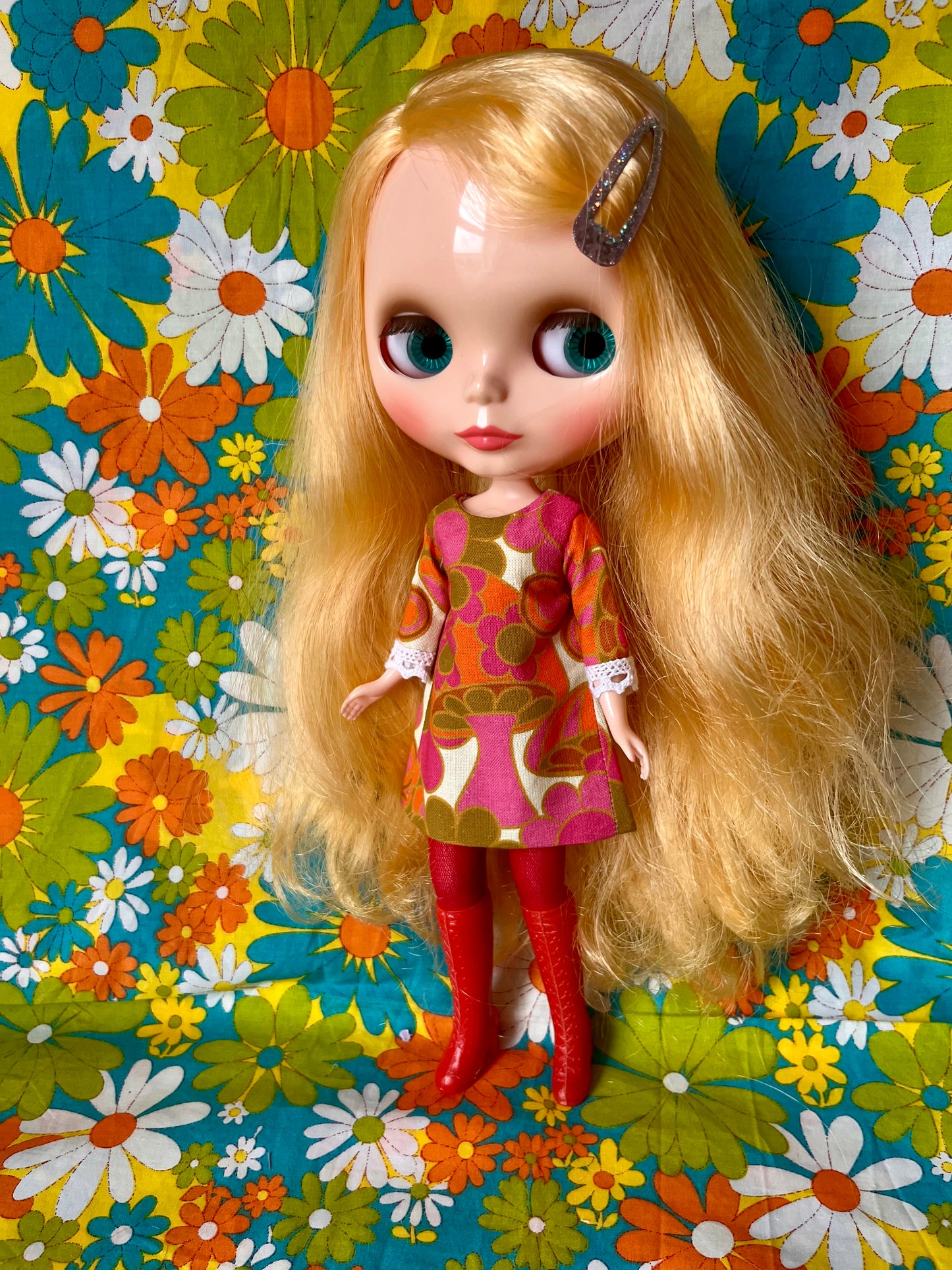 Alice Apple Mod Shift dress with sleeves OOAK