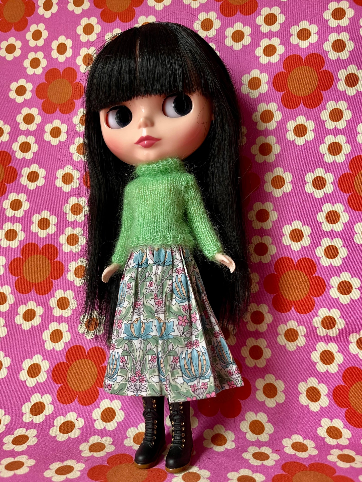 Liberty Skirt & Mohair Sweater Set for Blythe Doll
