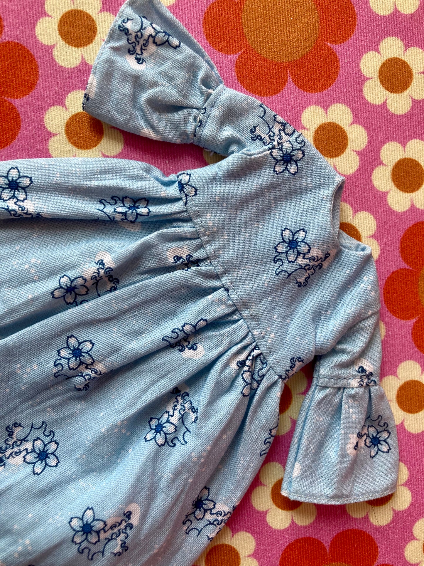 Art Print Dress Blue Hokusai Wave Flower