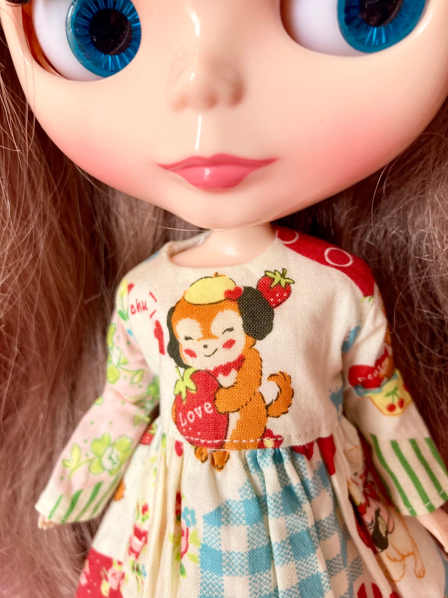 Strawberry Love Dog Dress for Blythe Doll