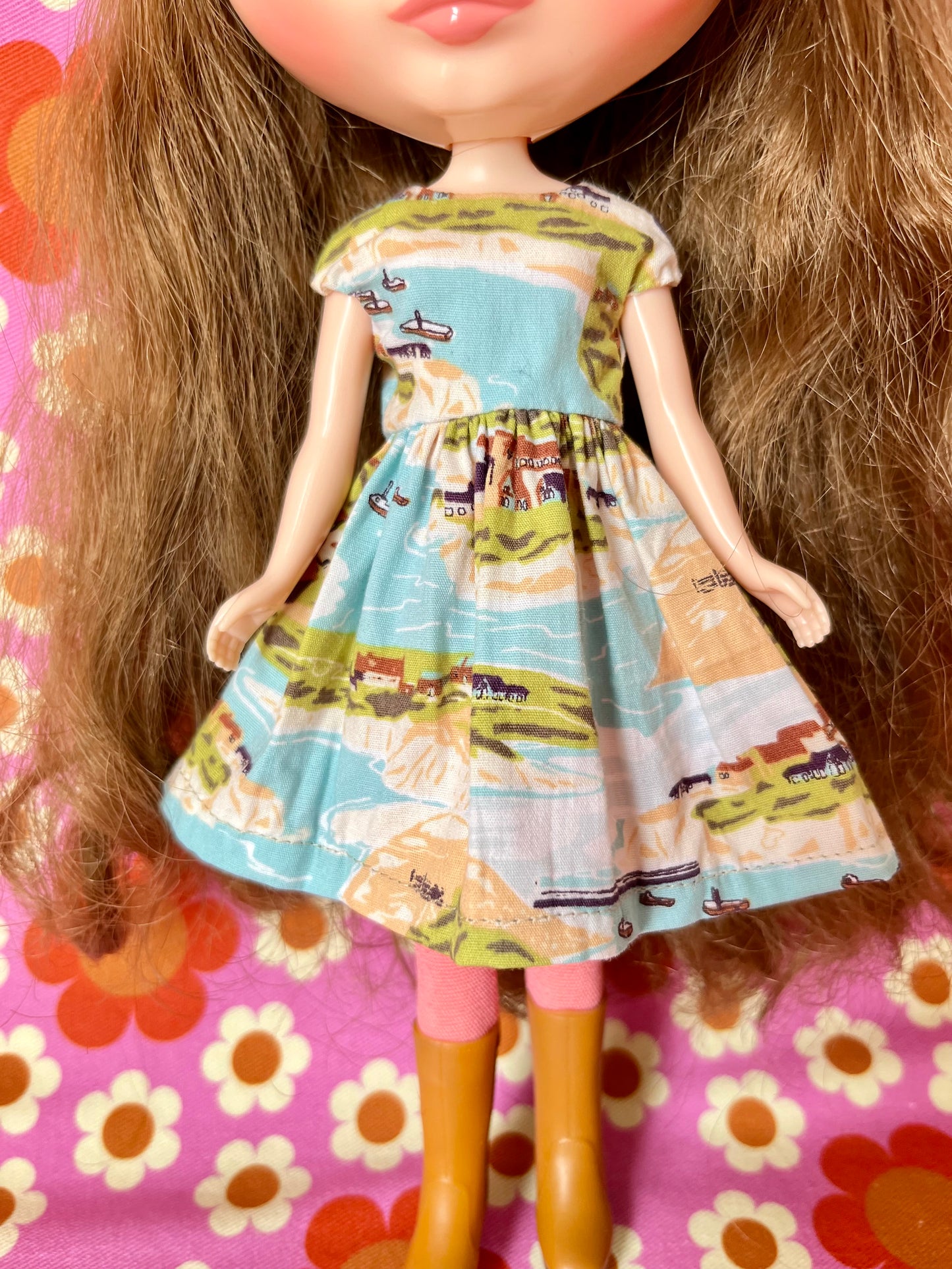 St Ives Summer Cap Sleeve Dress for Blythe Doll
