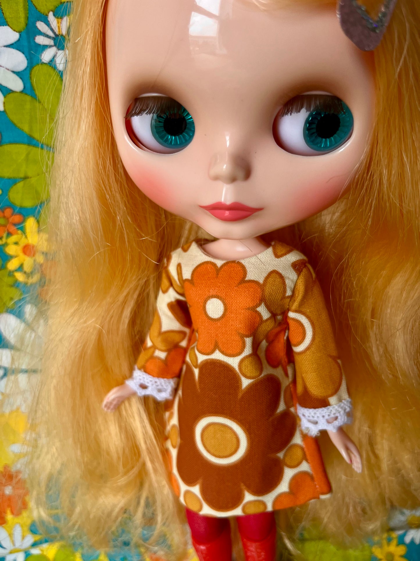 Alice Apple Mod Shift dress with sleeves OOAK