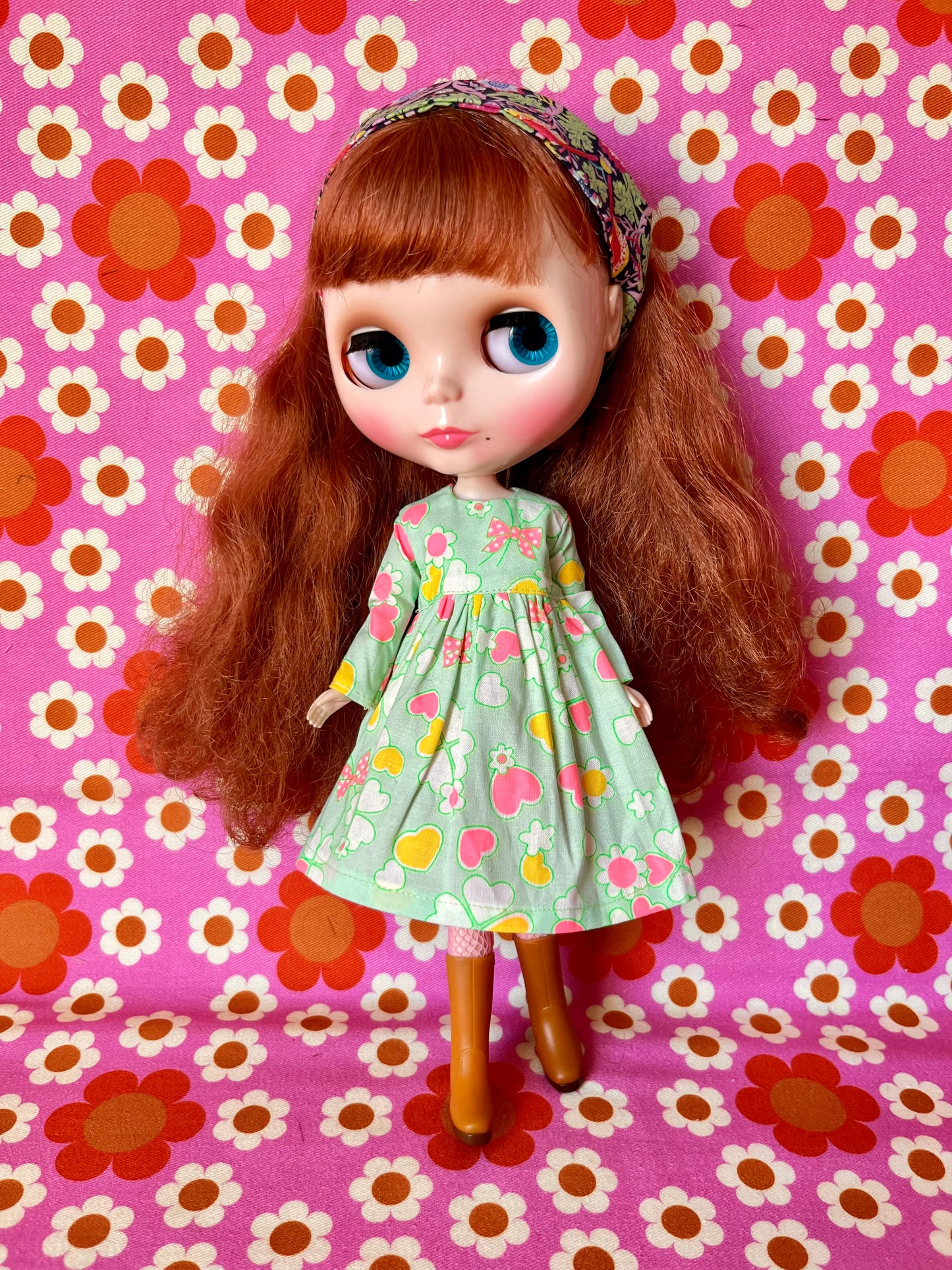 Antique Pink Cute Daisy Clover Dress for Blythe Doll