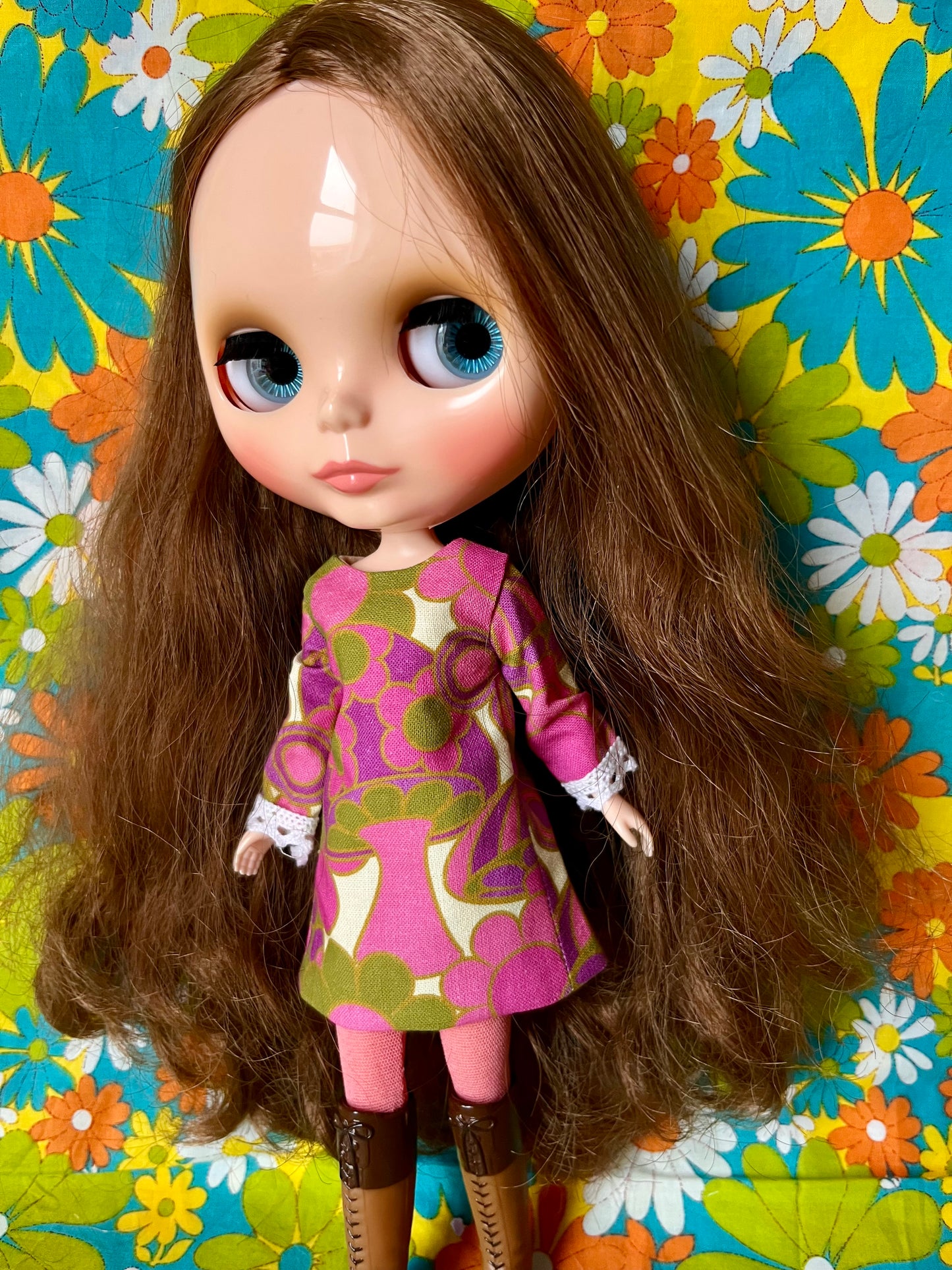 Alice Apple Mod Shift dress with sleeves OOAK