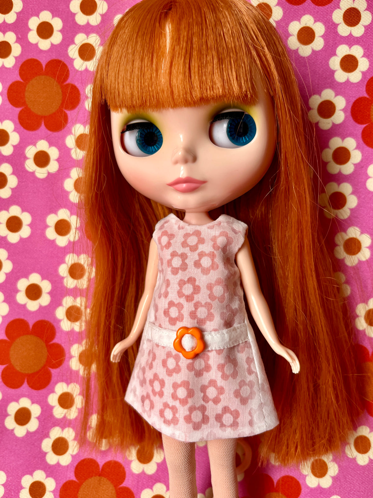 Orange Daisy Buckle Mod Cilla Shift dress