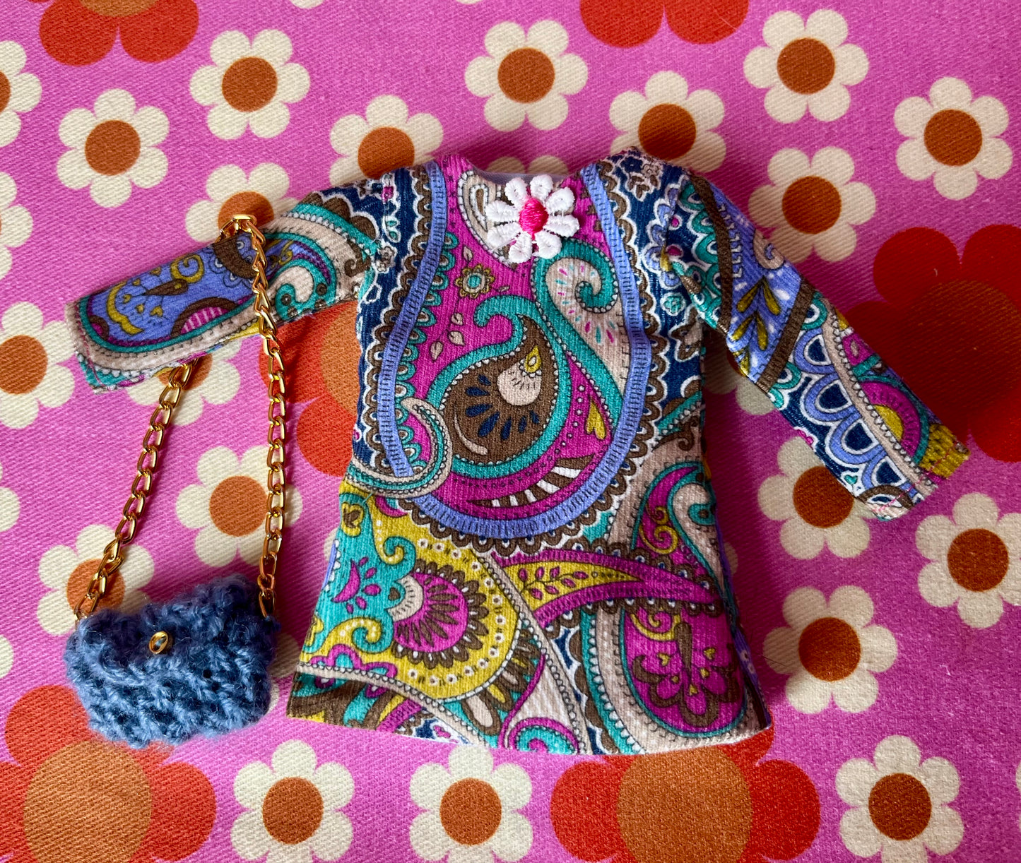 Liberty Corduroy Shift dress with sleeves & Bag which opens