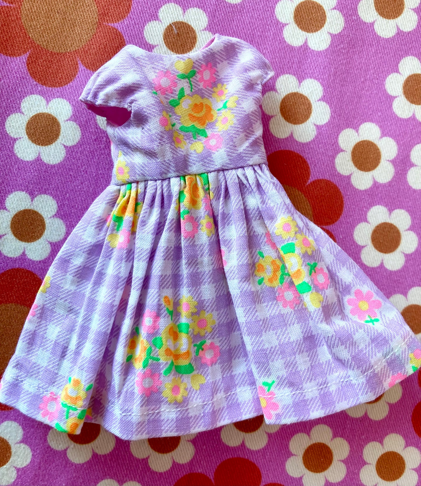 Purple Gingham Cap Sleeve Dress for Blythe Dollar’s