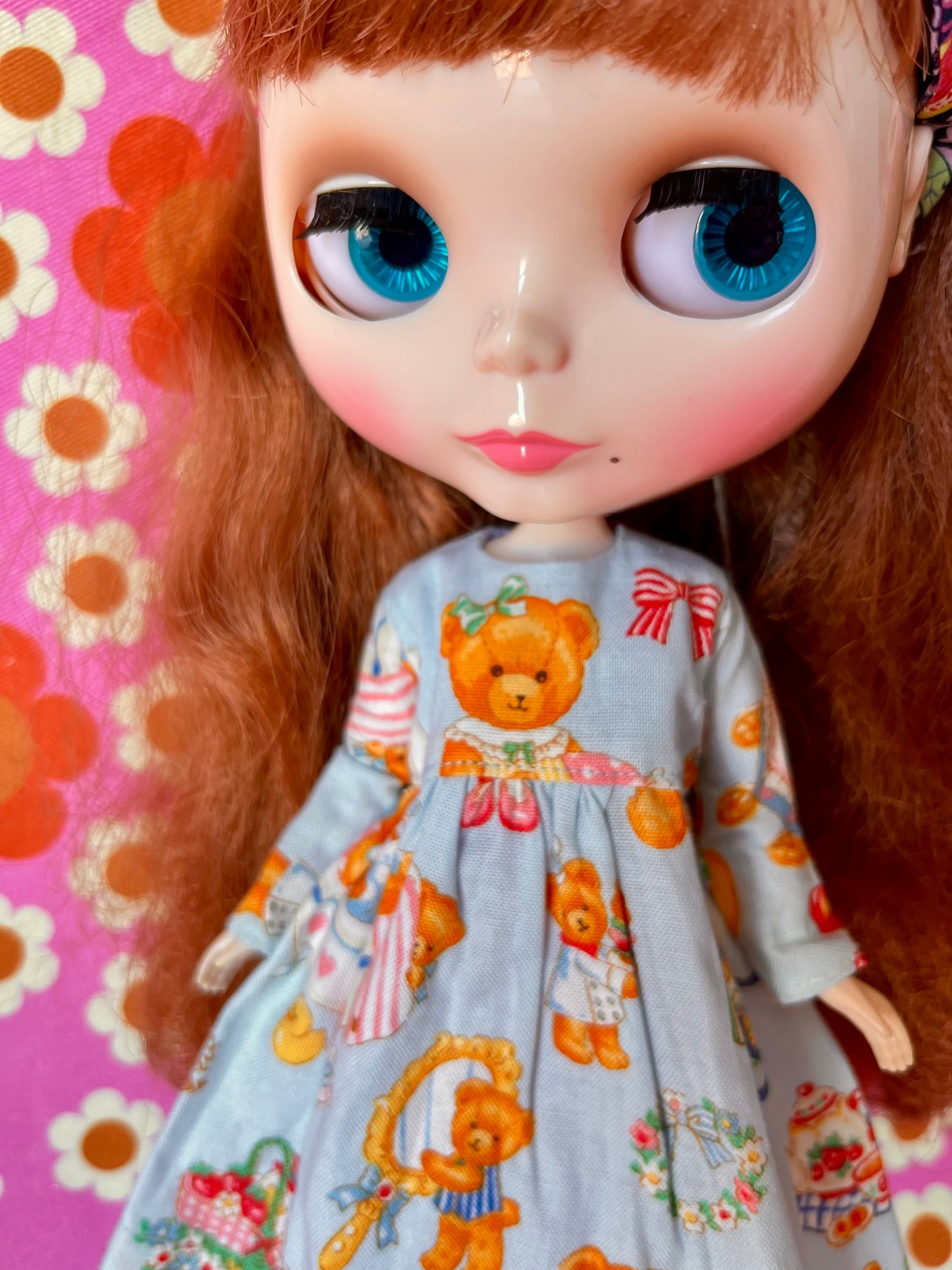 Blue Teddy Dress for Blythe Doll