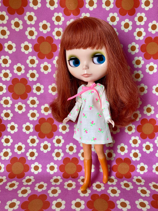 Neon Rosebud Mod Shift dress with sleeves