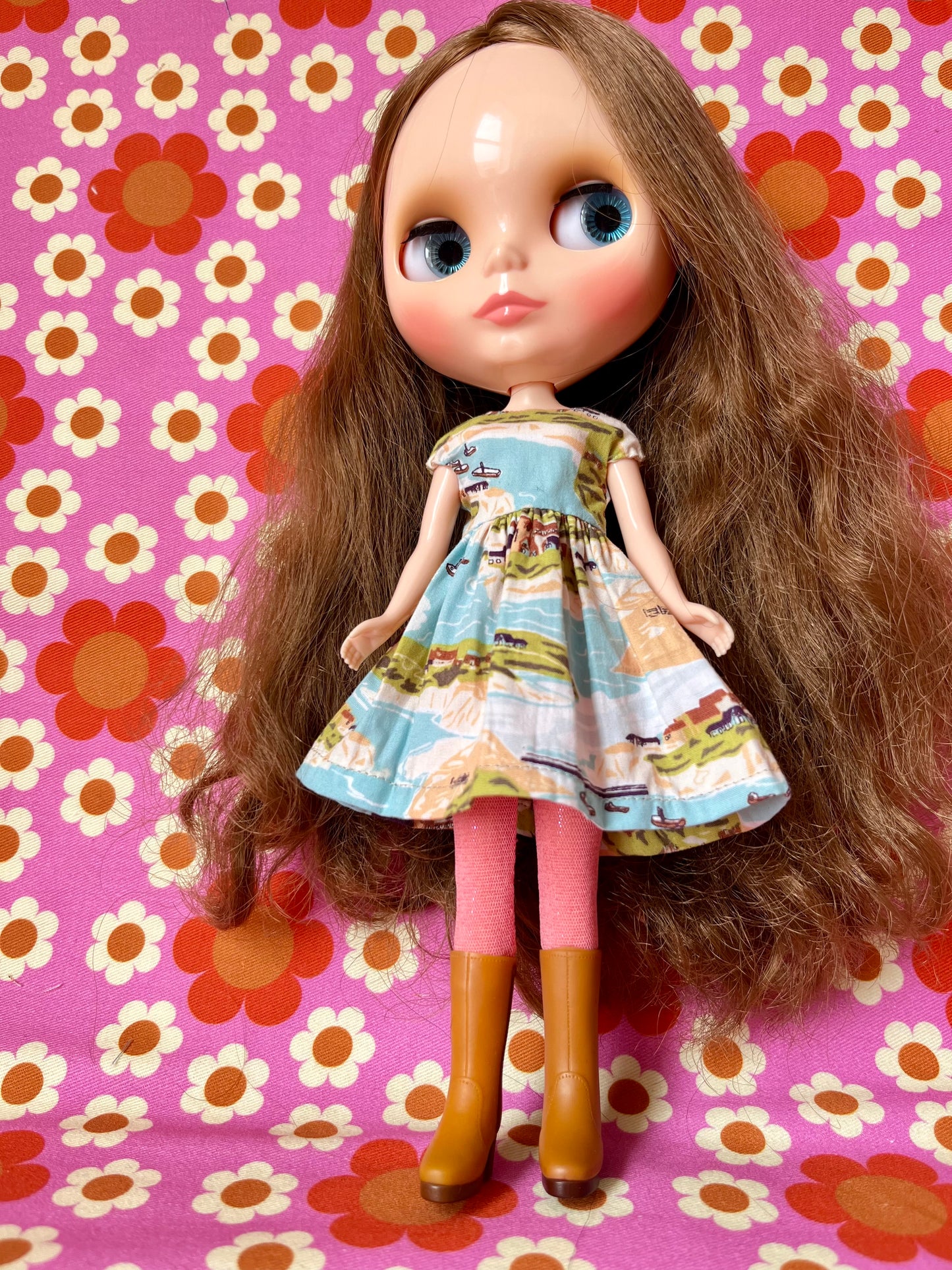 St Ives Summer Cap Sleeve Dress for Blythe Doll