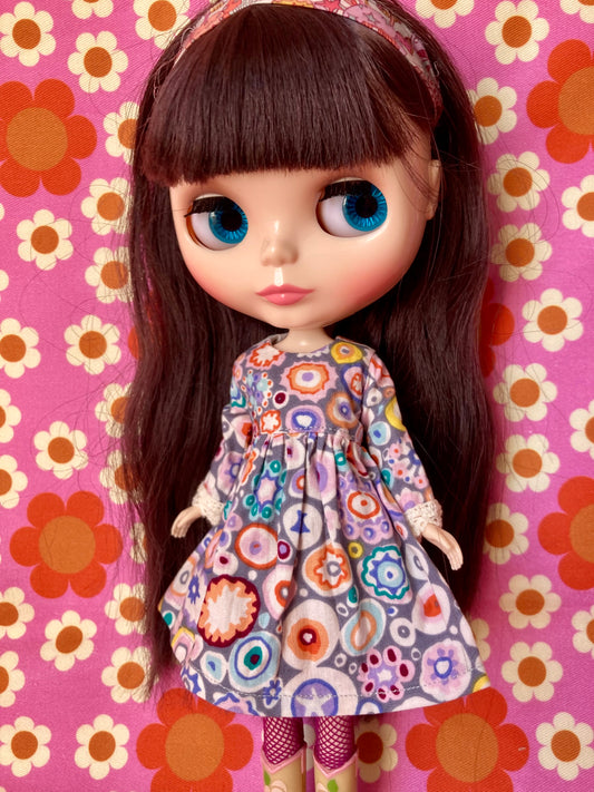 Paperweight Grey Long Sleeve Dress for Blythe Doll