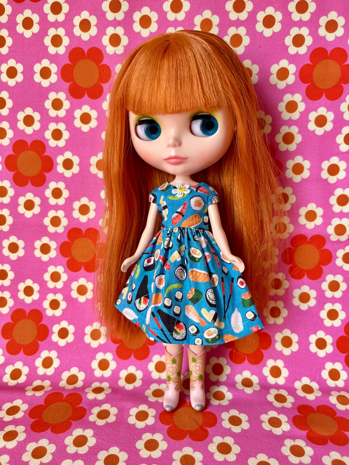 Sushi Summer Cap Sleeve Dress for Blythe Doll