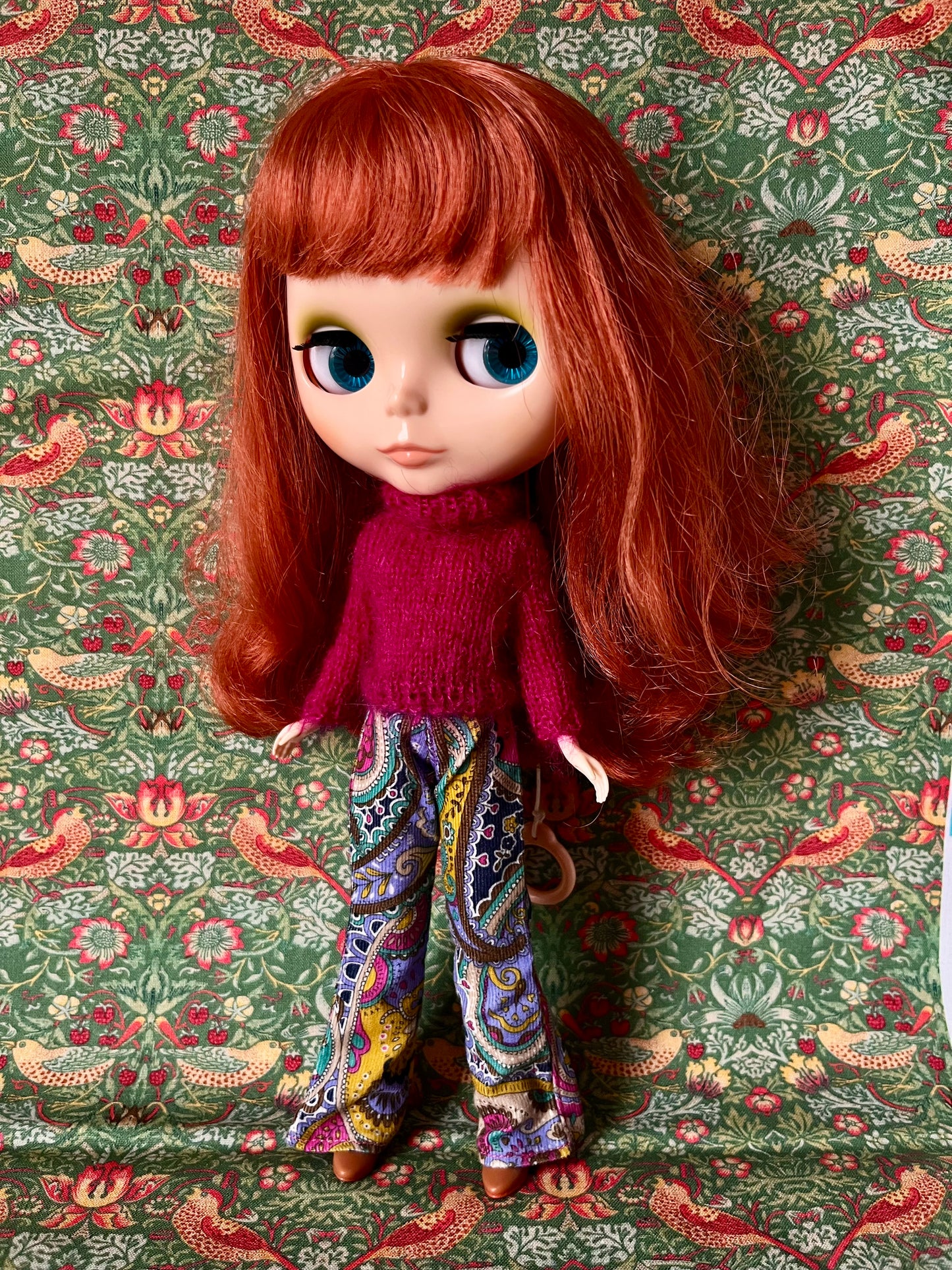 Liberty Corduroy Flared Trousers & Mohair Sweater Set for Blythe Doll