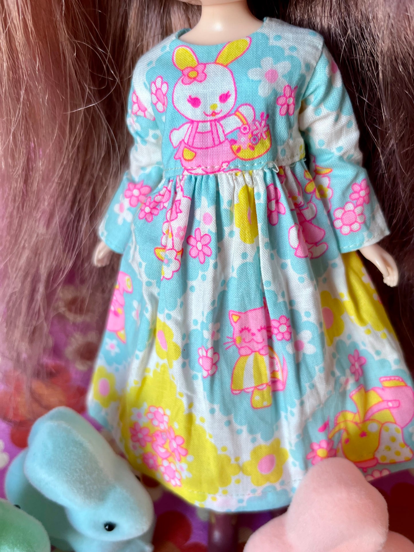 Blue Easter Bunny Family Dress for Blythe Doll.