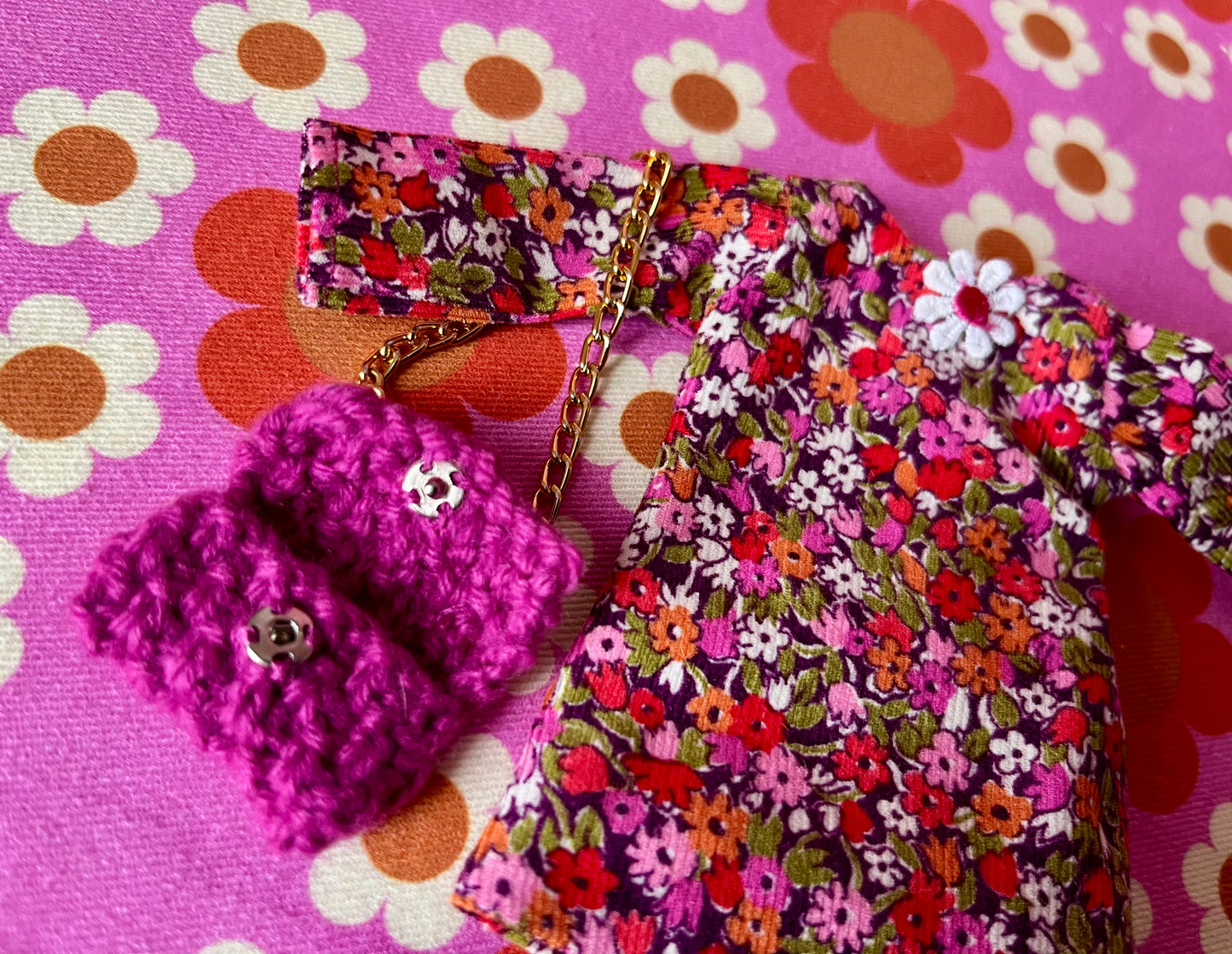 Liberty Corduroy Shift dress with sleeves & Bag which opens