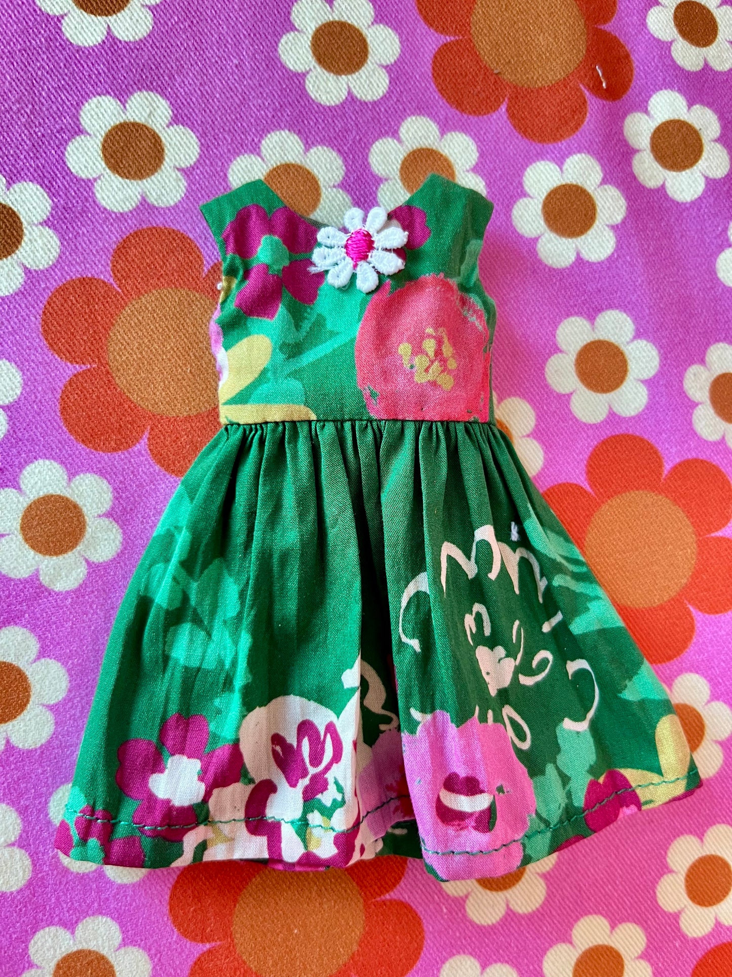 Green Floral Lawn Summer Simple Sleeveless Dress for Blythe
