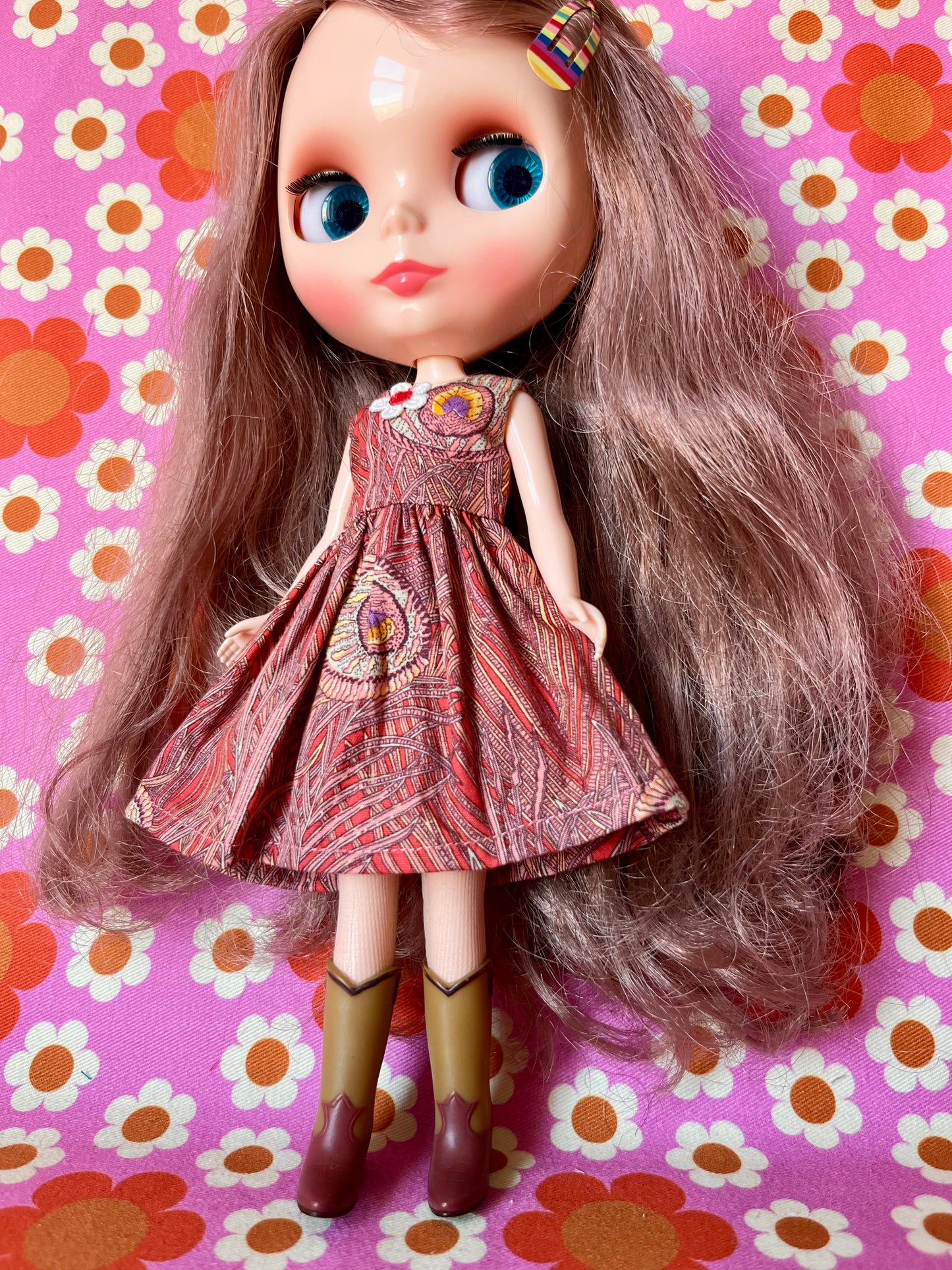 Peacock Feather Summer Simple Sleeveless Dress for Blythe