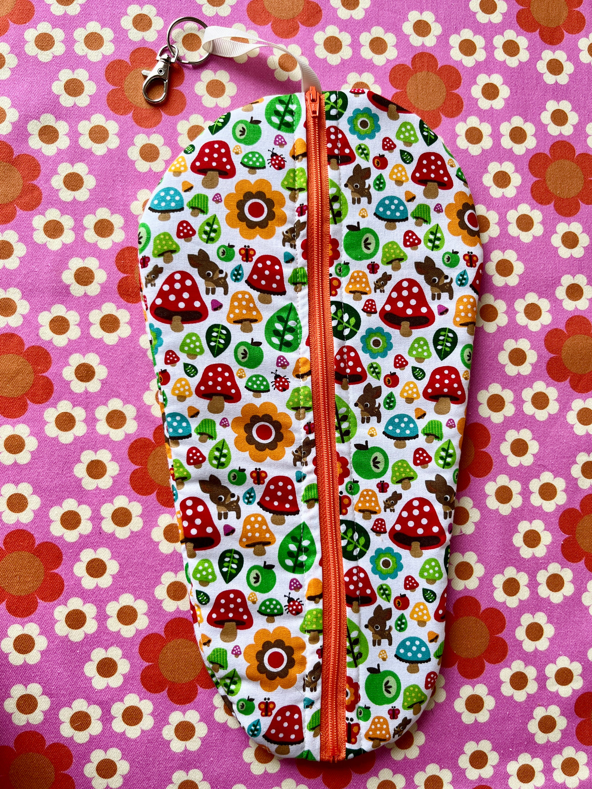 Mushroom print fabric Blythe Doll Cary Case Neo-Blythe size