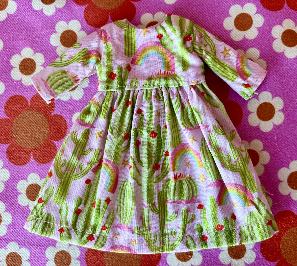 Cactus Landscape Long Sleeve Dress for Blythe Doll