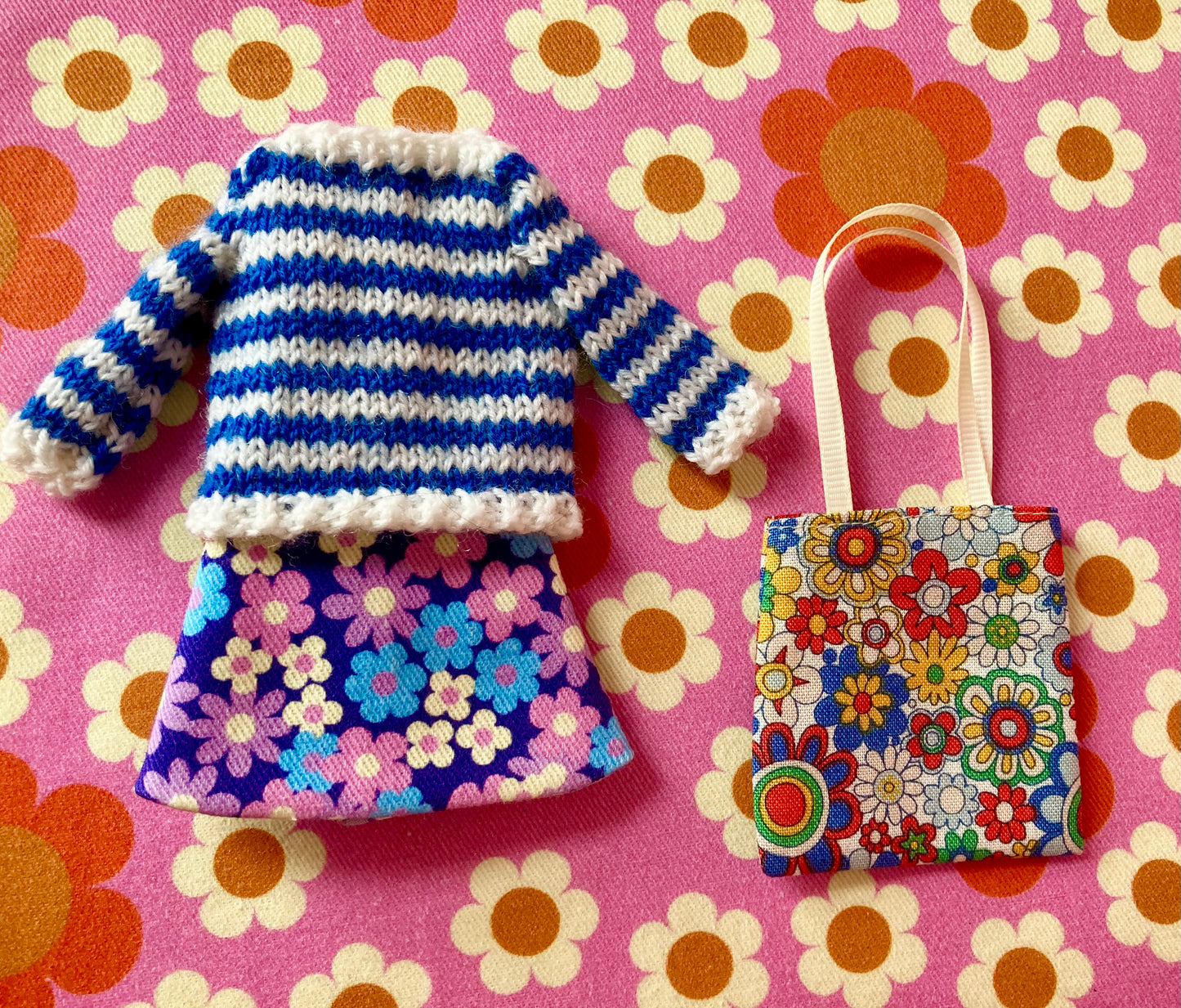 Breton Sweater, Skirt & Bag for Blythe Doll