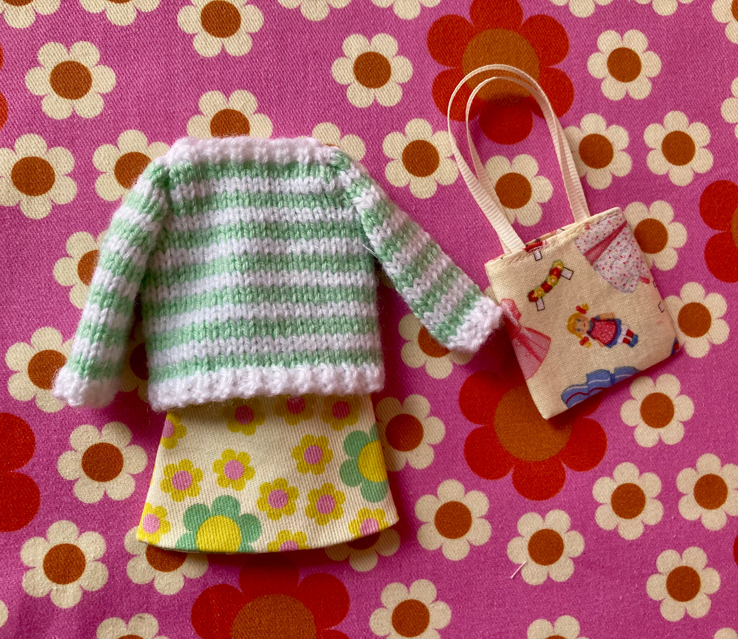Breton Sweater, Skirt & Bag for Blythe Doll